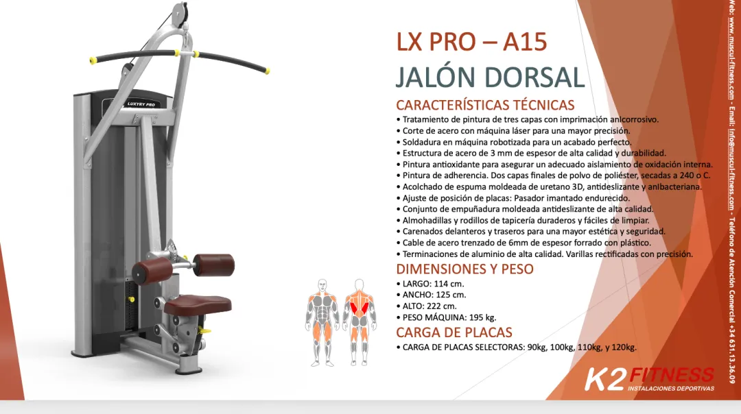 Dorsal Tras Nuca - Luxury 500 PRO Polea Jalón Dorsal Tras Nuca, entrena como un profesional con Luxury 500 PRO