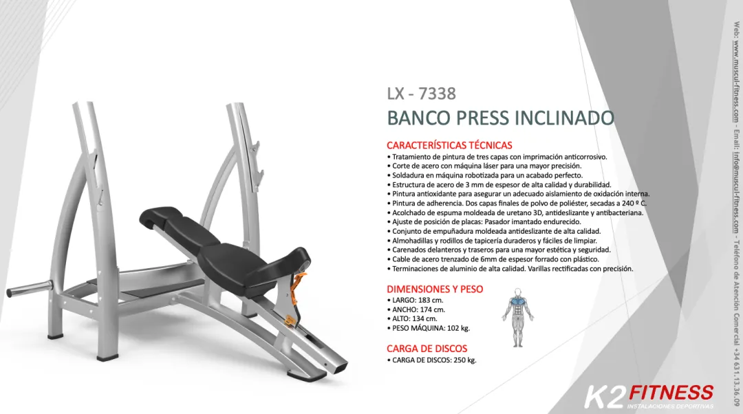 Entrena con el Banco Press Inclinado Profesional de la Línea Luxury