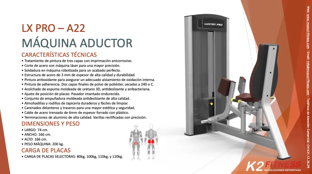 Aductor Máquina - Luxury 550 PRO Entrenar la Parte Interna de los Muslos Aductor y Abductor es Fácil con la Máquina Luxury 550 PRO